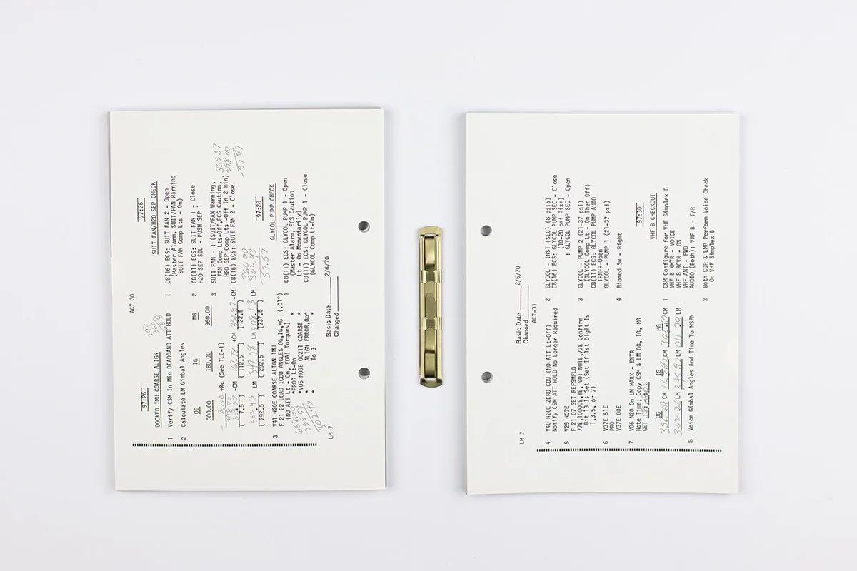 Apollo 13 LM Systems Activation Checklist — Lovell's handwritten calculations