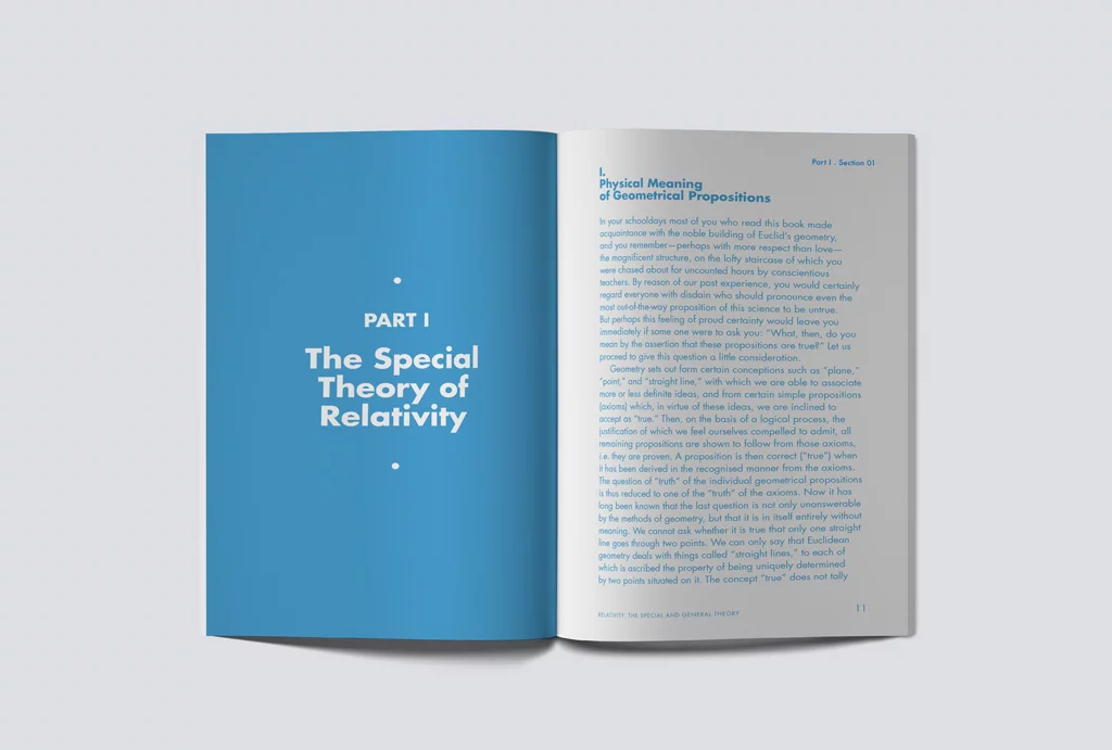 Relativity: The Special and General Theory — Einstein's handwriting typeface on the cover